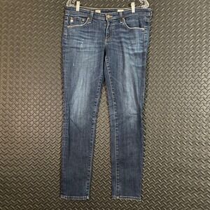 AG Adriano Goldschmied Dark Wash Blue Stilt Cigarette‎ Denim Jeans Women Size 14